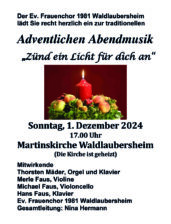 Adventliche Abendmusik  "Zünd ein Licht für dich an" in Waldlaubersheim