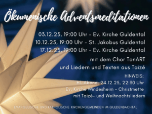Ökumenische Adventsmeditation in Guldental mit dem Chor TonART