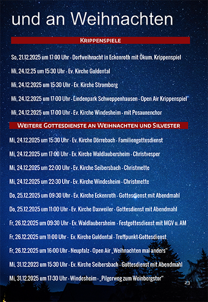 termine an weihnachten